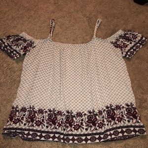 Off the shoulder floral shirt